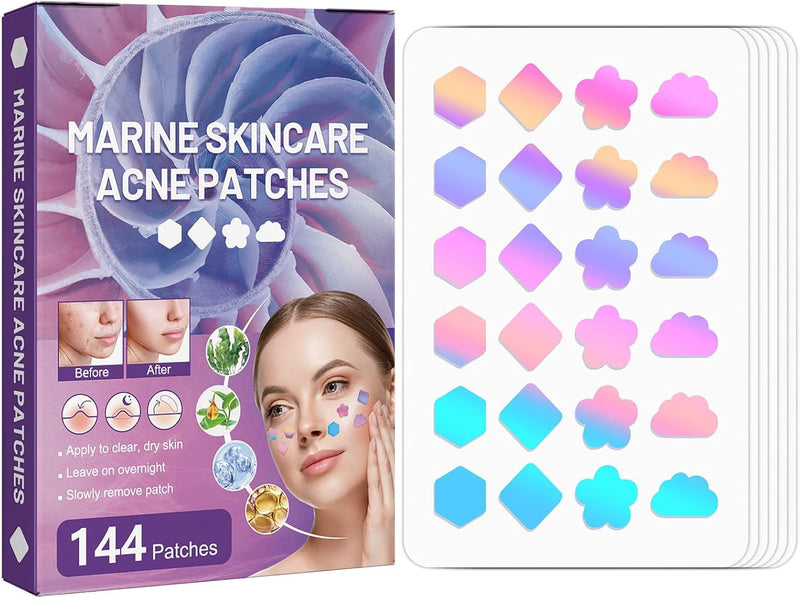 TERRIFI Acne Pimple Patches, Hydrocolloid Pimple Patch for Covering Zits and Blemishes, Water Oilgreen Algae Extracttea Tree Oil Spot Stickers for Face Skin (144pcs)
