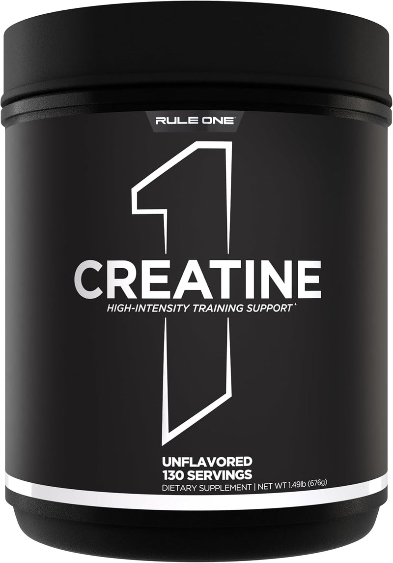 Rule 1 Creatine Powder Pure Micronized Creatine Monohydrate for High-Intensity Exercise and Lean Body Mass Support, Flavored and Unflavored (60 Servings, Fruit Punch) - Unflavored 130 Servings