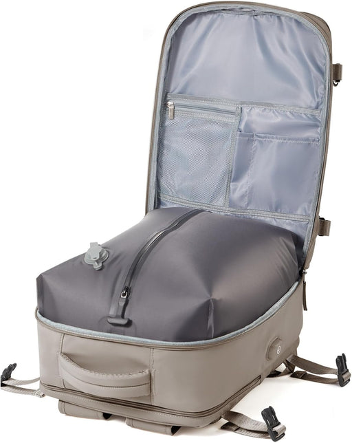 WEPOET Vacuum Compression Backpack Airbag Travel Bag for Travel Cabin Airplane 40 x 30 x 20 cm - Grey brown