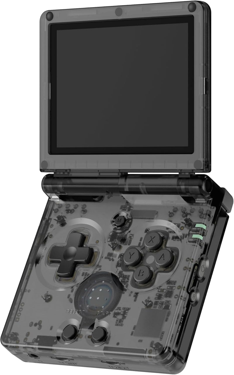 Green Lion GP Pro Fold Gaming Console, 3.5 Inch IPS Screen, 1 GB RAM, 64 GB memory, HDMI Output TV, WiFi and Bluetooth Connection, Vibrating Motor, Gamepad Connection - Black Transparent
