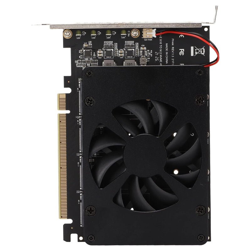 Bewinner M.2 NVME to PCIE Adapter, Adapter Card NVME M.2 to PCIE X16 4 Ports 32Gbps Expansion Card Computer Accessories with Enhanced Cooling Fan