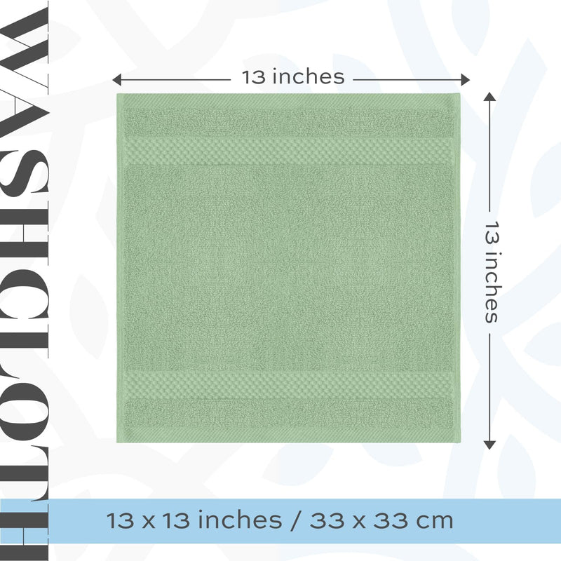 White Classic Luxury Cotton Washcloths - Small Hotel Spa Bathroom Face Towel | 12 Pack |