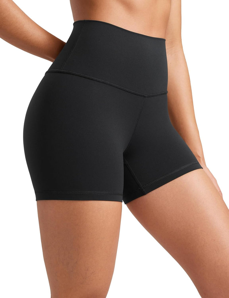 CRZ YOGA Womens ButterLuxe Biker Shorts 4 Inches - High Waisted Workout Running Athletic Spandex Yoga Shorts Black XS