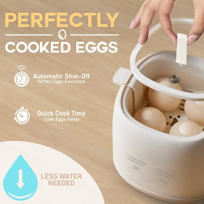 NALACAL Egg Maker - Electric Egg Cooker With Auto Shut Off And Alarm- Egg Maker Machine for Hard Boiled, Soft Boiled, Steamed Egg, Onsen Tamago - Smart Egg Cooker for Home,Kitchen, RV,Camping