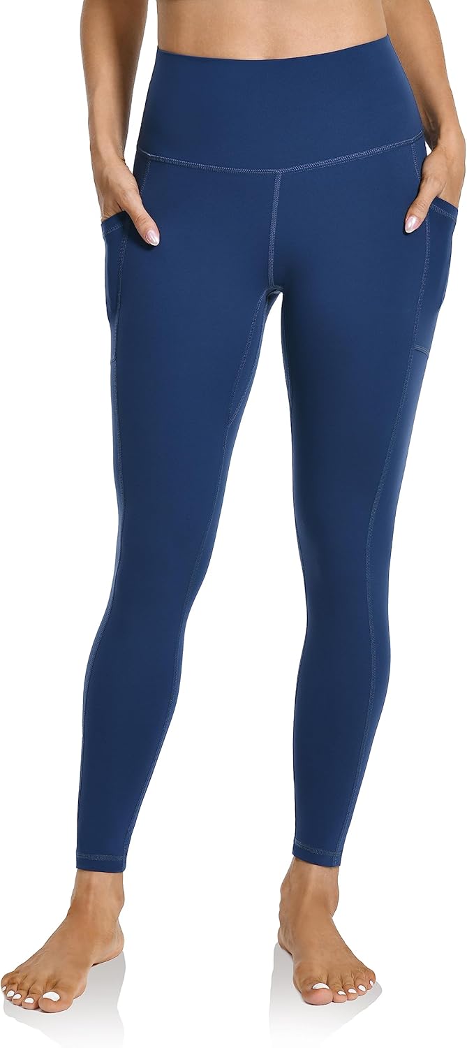 Colorfulkoala Women's High Waisted Tummy Control Workout Leggings 7/8 Length Yoga Pants with Pockets