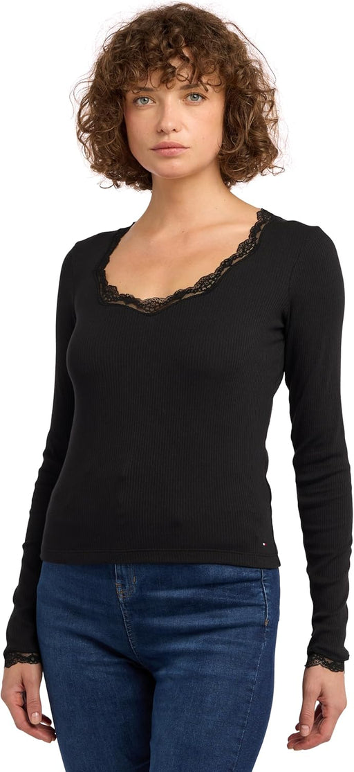 Womens Ls lace top Lounge & Sleepwear Tops (pack of 1) - Black