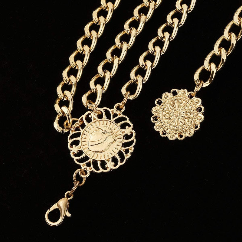 Multilayer Metal Waist Chain, Dress Belts for Women, Cowgirl Boho Waist Chain Belt for Dresses Jeans Pants