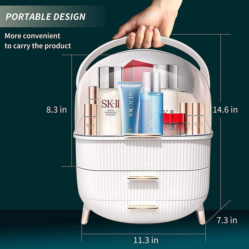 LIMOS Large Cosmetic Makeup Organizer with Drawers and Brush Organizer, Dust Water Proof Cosmetics Storage Display Case, Suitable for Bathroom Countertop and Bedroom Vanity Dresser - Assorted