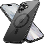 JETech Magnetic Case for iPhone 17 6.3-Inch Compatible with MagSafe, Shockproof Phone Bumper Cover, Anti-Scratch Clear Back (Clear) - Black