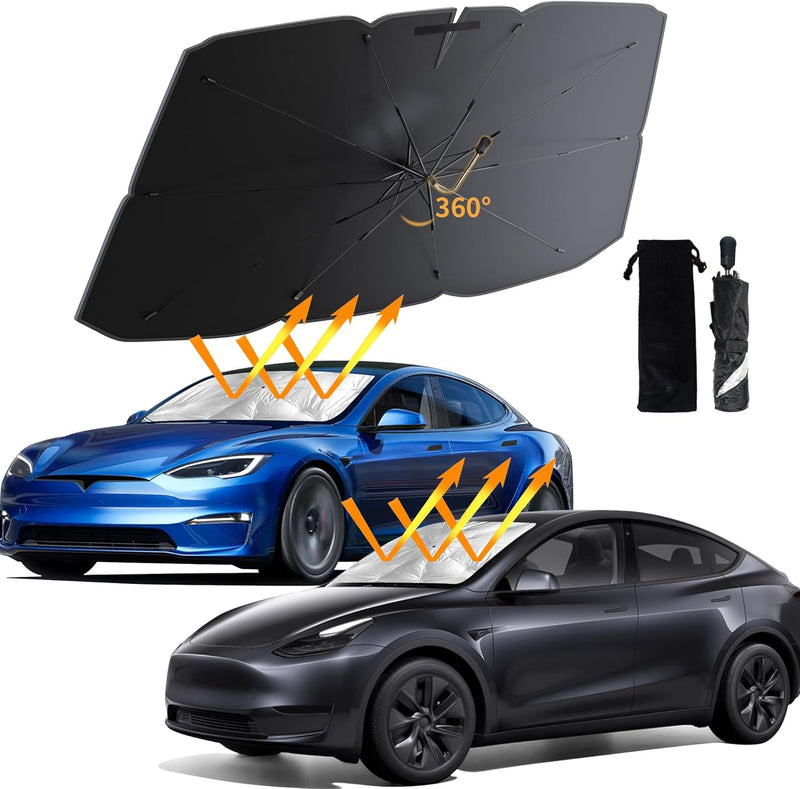 helloleiboo Showay Car Windshield Sun Shade UV Rays and Heat Sun Visor Protector Foldable Reflector Umbrella brella Shield - 55 * 35inches