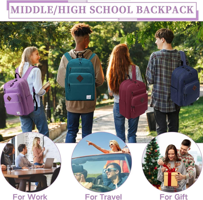 VASCHY School Backpack for Women, Unisex Large Bookbag Schoolbag Casual Daypack for High School/College/Teens/Travel/Work
