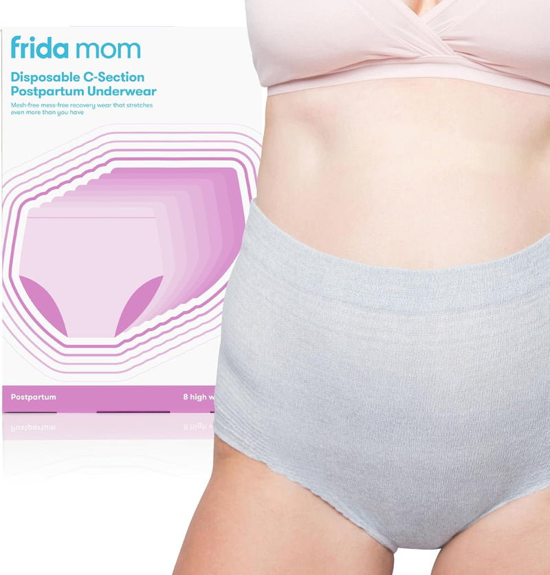 Disposable Postpartum Underwear (Without pad) Super Soft, Stretchy, Breathable, Wicking, Latex-Free, Boyshort Cut Regular (8 Count) - Grey Regular