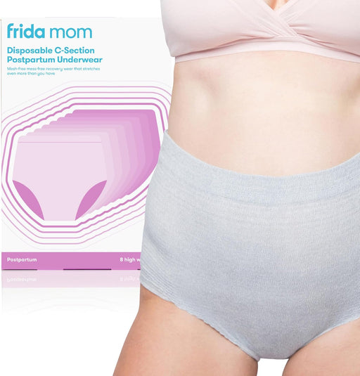 Disposable Postpartum Underwear (Without pad) Super Soft, Stretchy, Breathable, Wicking, Latex-Free, Boyshort Cut Regular (8 Count) - Grey Regular