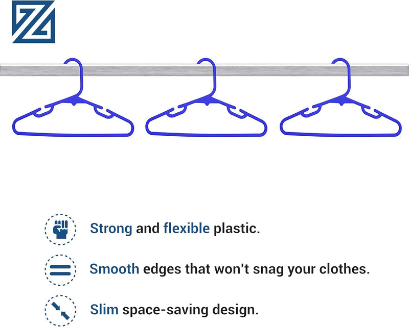ZOBER Plastic Baby Hangers Non-Slip Toddler & Kids Hangers Durable, Lightweight, Slim & Space-Saving Perfect for Shirts, Pants, Outerwear Holds Up to 5.5 lbs Closet Organization(10Pack, White)
