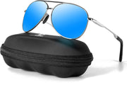 Aviator Sunglasses for Men Polarized Women UV Protection Lightweight Driving Fishing Sports Unisex glasses MX208 - Silver Frame Blue Lens
