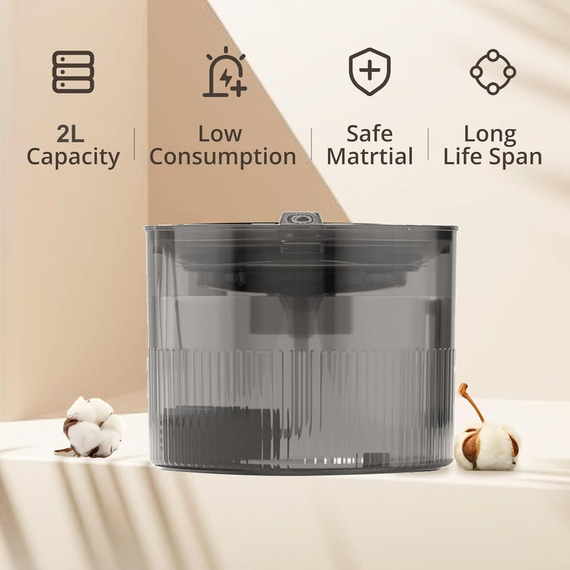 Mumoo Bear Cat Water Fountain, 2 L Water Dispenser for Cats with LED Water Level Window, Automatic Pet Drinking Fountain with 1 Carbon Filter