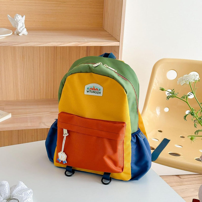 Kids Backpack, 27x13x34cm, Colourful Oxford Fabric School Bag, Lightweight Travel Rucksack for Boys and Girls