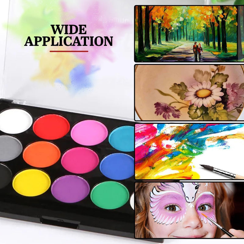 Face Painting Kit for Kids, Non-Toxic, Washable, Hypoallergenic Makeup Kit with 15 Colors for Halloween, Parties & Celebrations