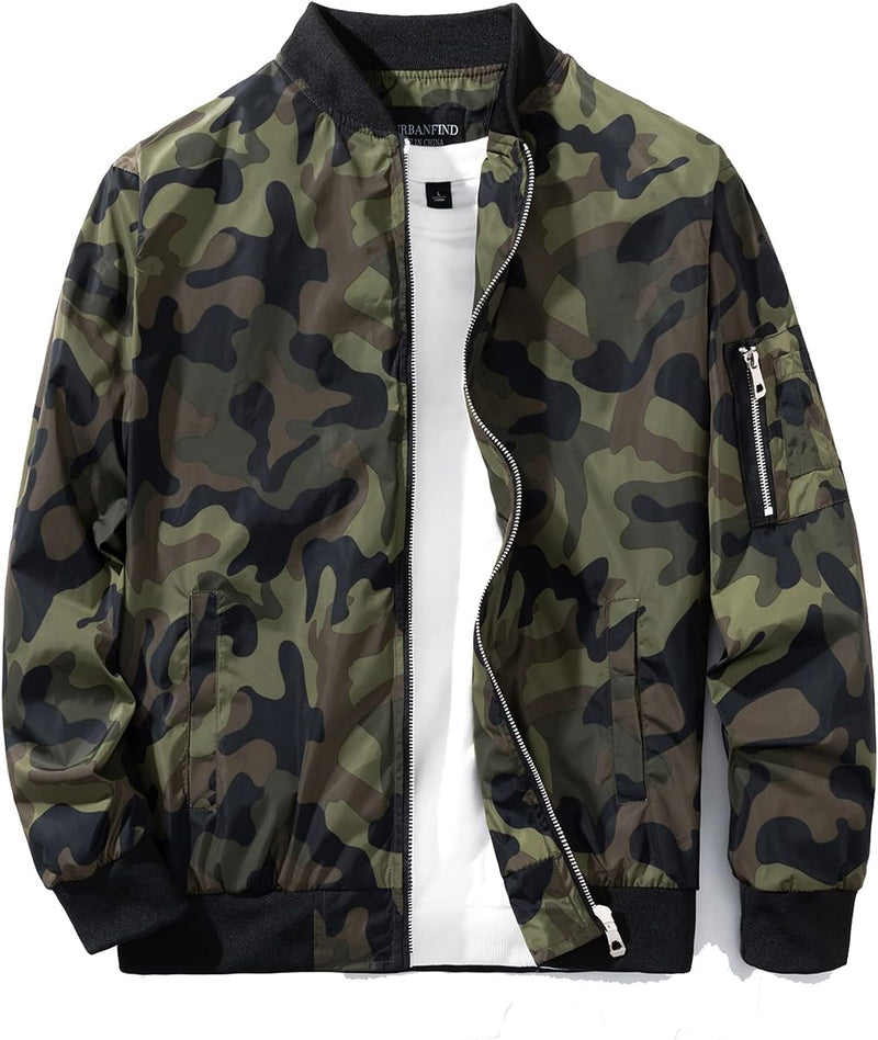 Men's Slim Fit Lightweight Sportswear Jacket Casual Bomber Jacket - Camo Green