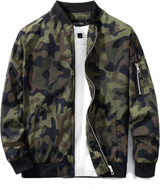 Men's Slim Fit Lightweight Sportswear Jacket Casual Bomber Jacket - Camo Green