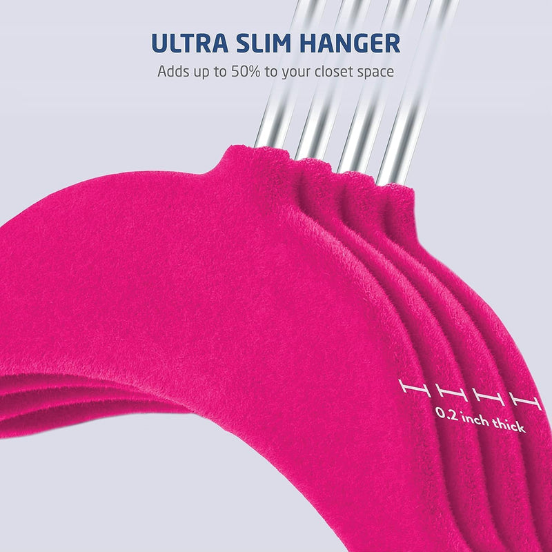 ZOBER Hangers For Baby Clothes - Chrome Swivel Hook - Non Slip Toddler Hangers for Baby and Children Clothes Space saving - Hanger for Everyday Use Set Of 10 - Pink