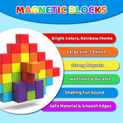 Pairez Toys Magnetic Building Blocks, 1.65 inch Large Magnetic Stacking Cubes for Toddlers, Sensory & Montessori Toys for Boys & Girls 1 2 3 Years Old (12 PCS)
