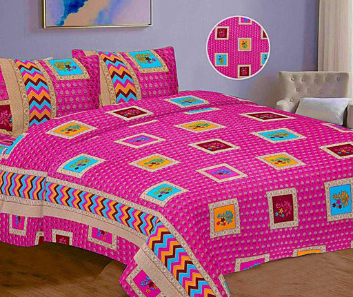 SUFAYA FAB Printed Indian Sanganer Cotton Premium Big Size Bedsheets for Modern Look(108x108) inches,Pillow (17x27) inches