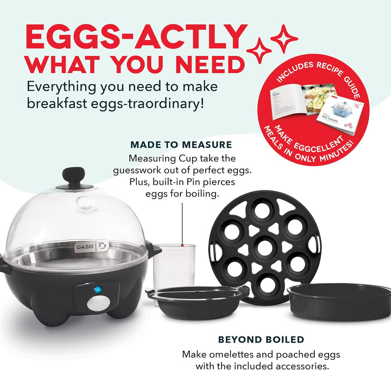 DASH Rapid Egg Cooker: 7 Egg Capacity Electric Egg Cooker for Hard Boiled Eggs, Poached Eggs, Scrambled Eggs, or Omelets with Auto Shut Off Feature - Aqua