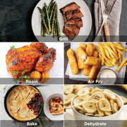 5-in-1 Indoor Grill & Air Fryer, 5 Cooking Functions, Make Up to 4 Burgers, 5.7L capacity, Low Smoke, Includes Digital Meat Thermometer, Black/Silver, EG351ME, 2 Years Warranty