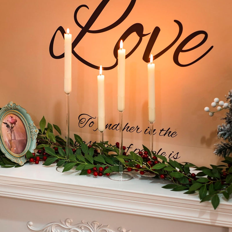 LoveCat 4Pcs Glass Candle Holders for Taper Candle Holders, Clear CandleSticks Long Holder Candlestick Holders for Table Centerpiece, Candle Sticks Holder Decor, Events Party Wedding Reception(4 pcs)