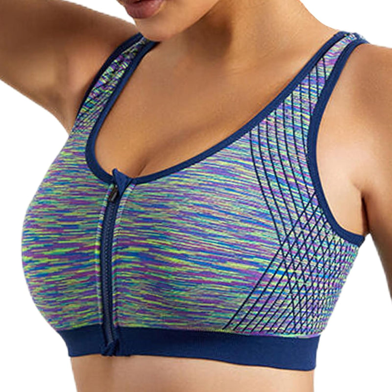 Dress Cici Zip Front Sports Bra With Racerback And Colorful Fabric