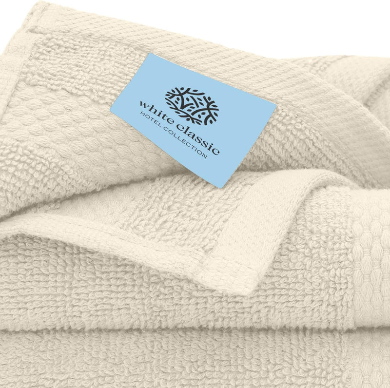 White Classic Luxury Cotton Washcloths - Small Hotel Spa Bathroom Face Towel | 12 Pack |