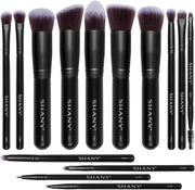 SHANY Makeup Brushes - Black Bombshell - 14-Piece Brush Set Foundation Powder Concealers Eye Shadows Makeup brushes - Complete Kabuki Makeup Brush Set in Black - 14 PCS
