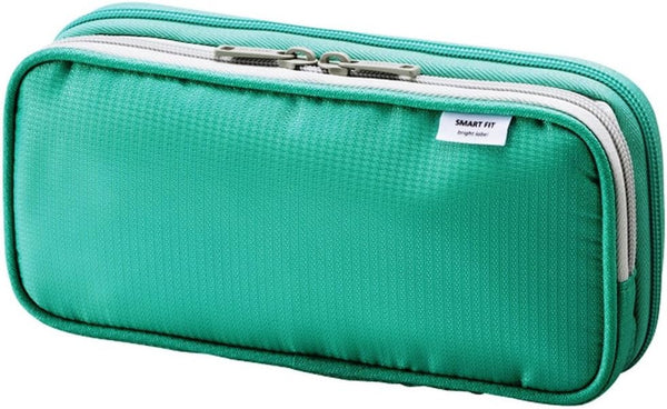 LIHIT LAB Double Pen Case, Large, 4.1 x 8.7", Black (A7661-24) (A-7661-24) - Green 4.1 in x 8.7 in