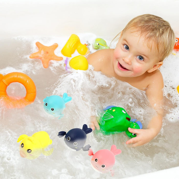6pcs Baby Bath Toys Wind Up Bath Toy Summer Pool Bathroom Float Toy Wind up Water Toys For Toddlers