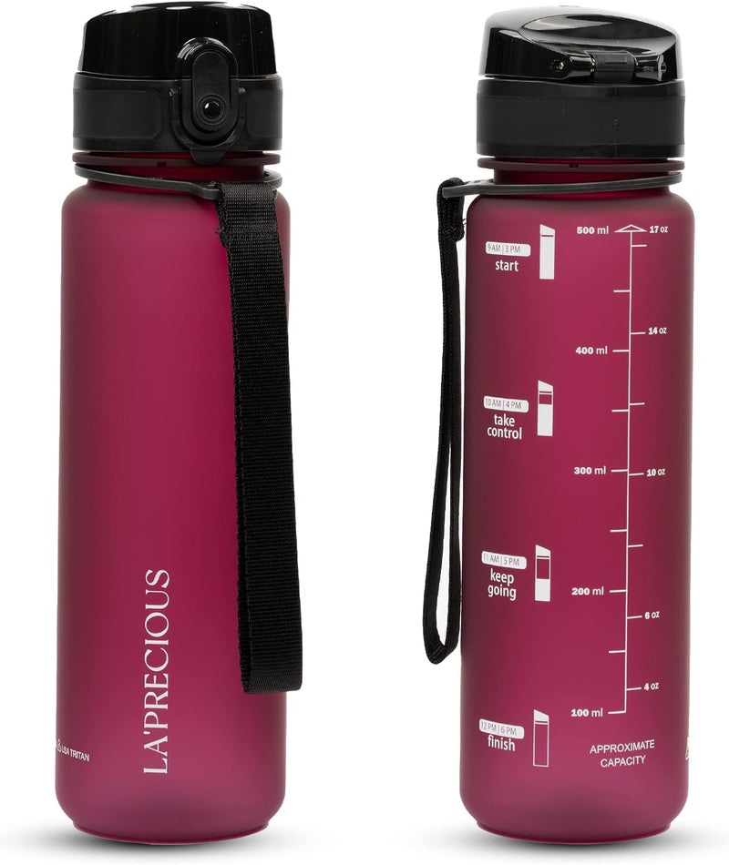 Water Bottle for Kids & Adults,500ML, 350ML -USA Tritan Material, Non-Toxic BPA Free, Fast Flow, Flip Top Leak Proof Lid. (Midnight Black, 500ML) - RED Spirit