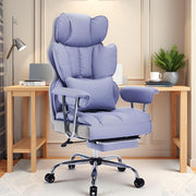 Big and Tall Office Chair 400lbs PU Leather Executive Desk Chair with Lumbar Support & Leg Rest, Heavy-Duty Computer Chairs for Home Office, Pink 400lbs support, 135 recline, dual-layer foam cushion, 23.5" seat & footrest. BIFMA - Purple
