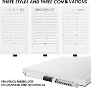 SYOSI Magnetic Grocery List Pads (3 Pack), To-Do and Memo Notepad for Fridge, Strong Full Magnet Backing, Pen Loop Holder, 180 Sheets (4.5x7.5 Inch)