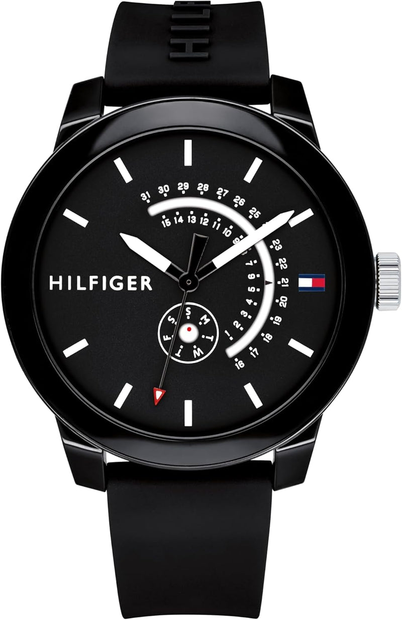 Men's Black Dial Black Silicone Watch - 1791483