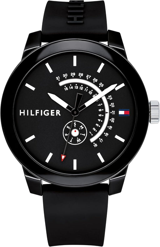 Men's Black Dial Black Silicone Watch - 1791483