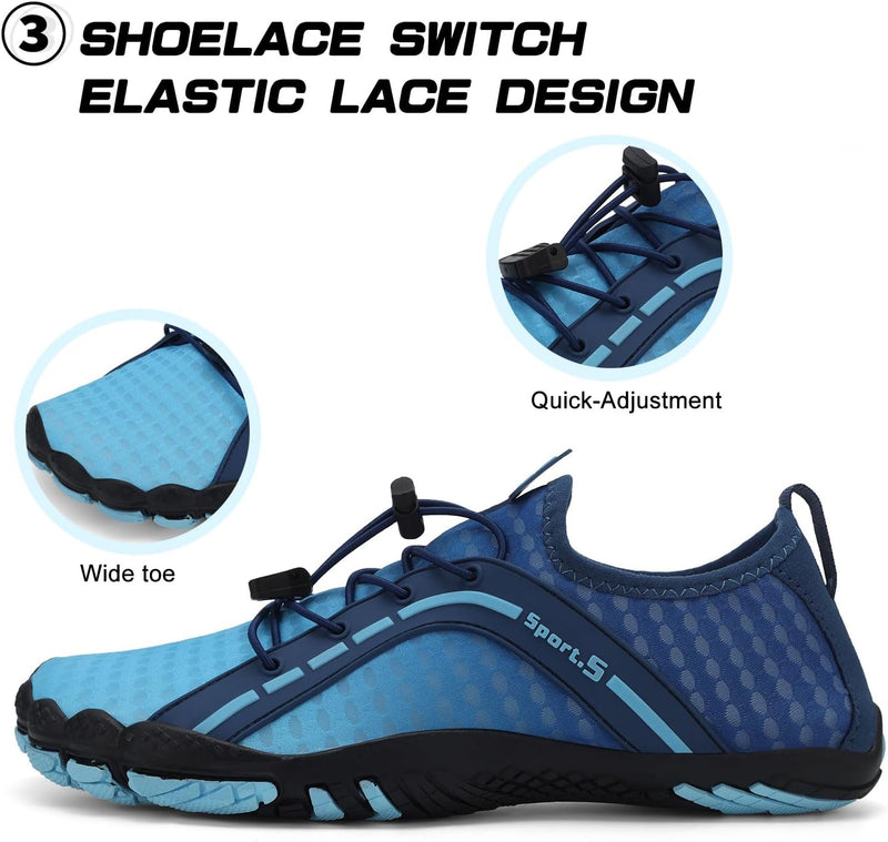 TcIFE Water Shoes for Men Women, Beach Shoes Summer Outdoor Footwear, Barefoot Socks, Quick Dry, for Beach, Swim, Pool, Surf, Boat, with Drain Holes