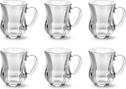 FEELINGS Glass Tea Mug 6PCS Set Coffee & Tea Cups,Crystal Clear, Durable, Heat-Resistant (190ML) - 105ML.