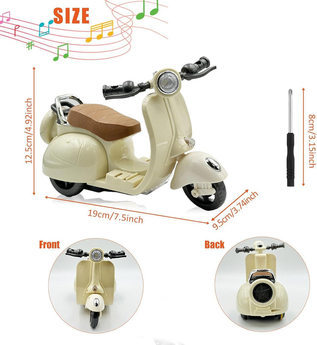 KASTWAVE Electric Doll Scooter for LABUBU, Doll Accessories with Music & Lights, 360° Rotatable Plastic Scooter Toy Decoration, Batteries Included (White)