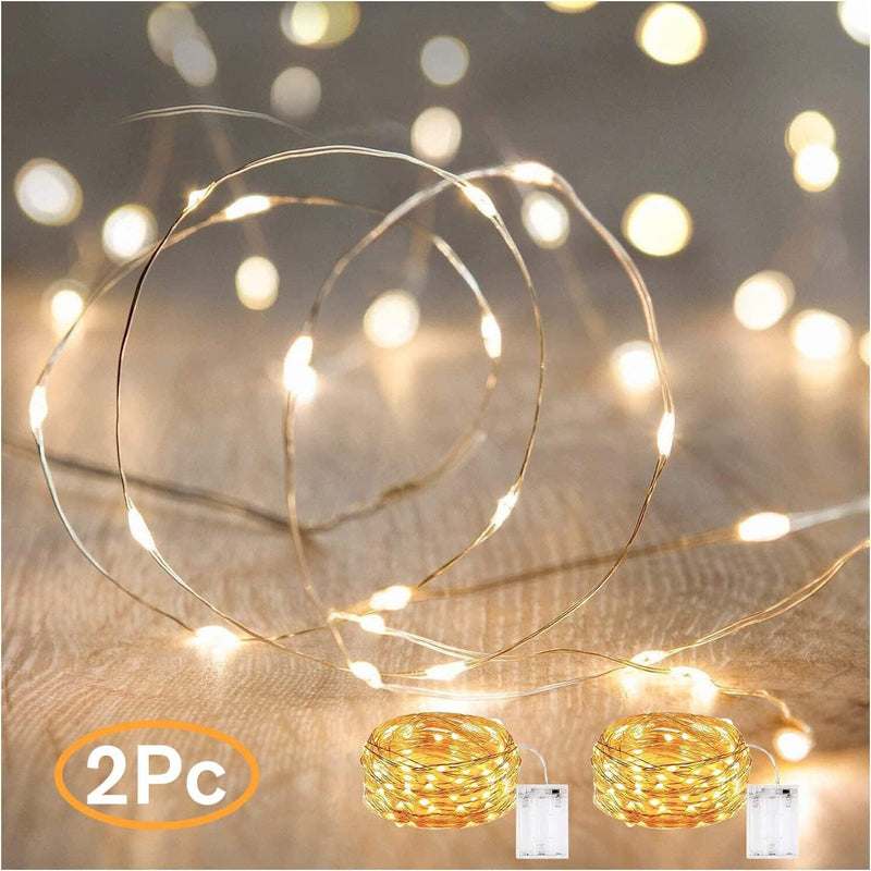 ANJAYLIA LED Fairy String Lights,ANJAYLIA 10Ft/3M 30leds Firefly String Lights Garden Home Party Wedding Festival Decorations Crafting Battery Operated Lights(Warm White) - multi 10 Ft (2 Pack)