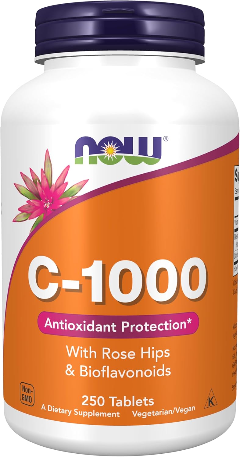 Foods Vitamin C-1000 with Rose Hips & Bioflavonoids Immune Support & Antioxidant Protection & Collagen Formation & Overall Wellness 250 Tablets