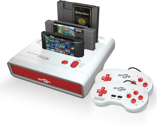 Geek Theory Retro-Bit Super Retro Trio HD Plus 720P 3 in 1 Console System - HDMI Port - for Original NES/SNES, Super Nintendo and Sega Genesis Games - Red/White