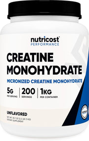 Nutricost Creatine Monohydrate Micronized Powder 500G, 5000mg Per Serv (5g) - 100 Servings, 17.9 Oz - Unflavored 200 Servings