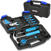 DNA MOTORING 39-Piece Household Tool Set General Repair Small Hand Tool Kit Storage Case for Home Garage Office College Dormitory Use, Green, TOOLS-00010 - Blue Home Tool Kit