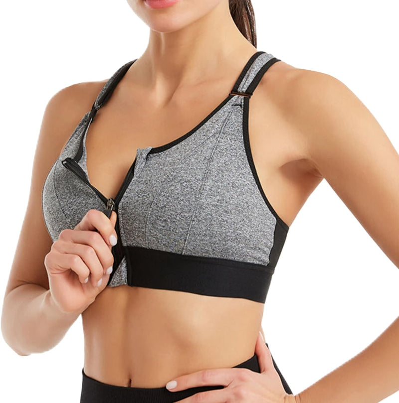 Dress Cici Zip Front Sports Bra, Longline High Impact Sports Bras