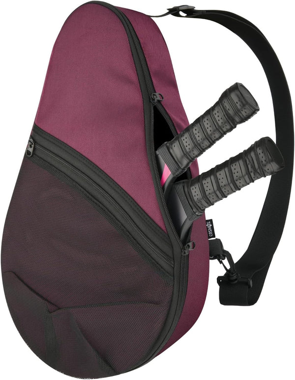 Cosmos Padel Racket Bag Pickleball Paddle Sling Backpack Padel Racquet Storage Bag, Padel (Paddel Tennis) Equipment Carrying Bag with Mesh Pocket for 2 Paddles Ball Water Bottle & Accessory - Burgundy